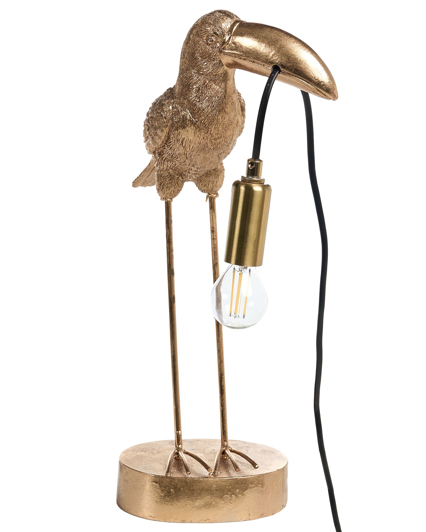 Toucan Table Lamp Gold Polyresin Handcrafted