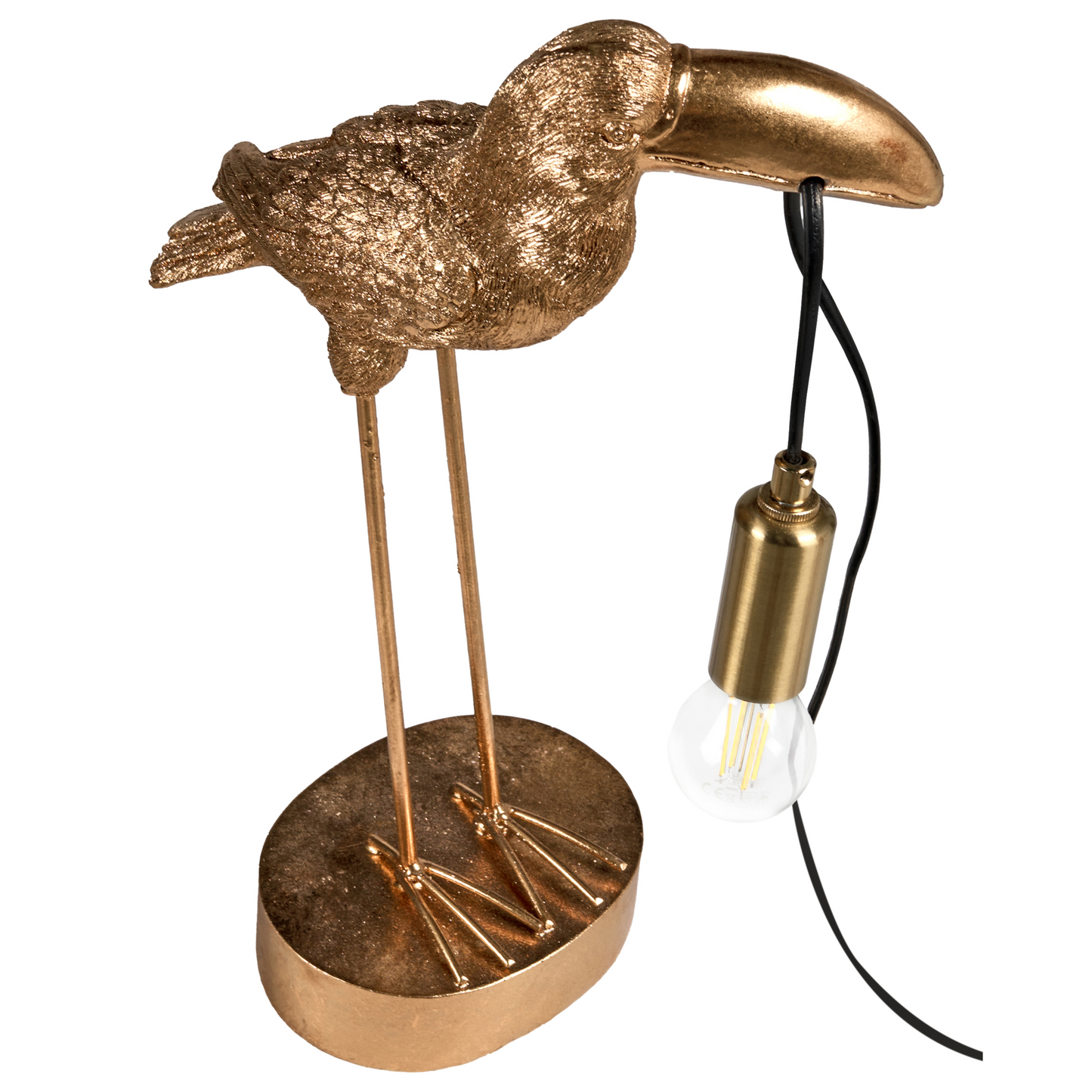 Toucan Table Lamp Gold Polyresin Handcrafted