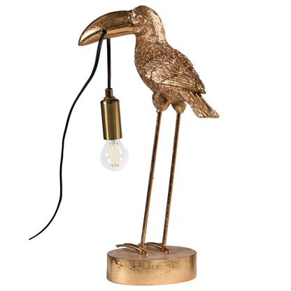 Toucan Table Lamp Gold Polyresin Handcrafted