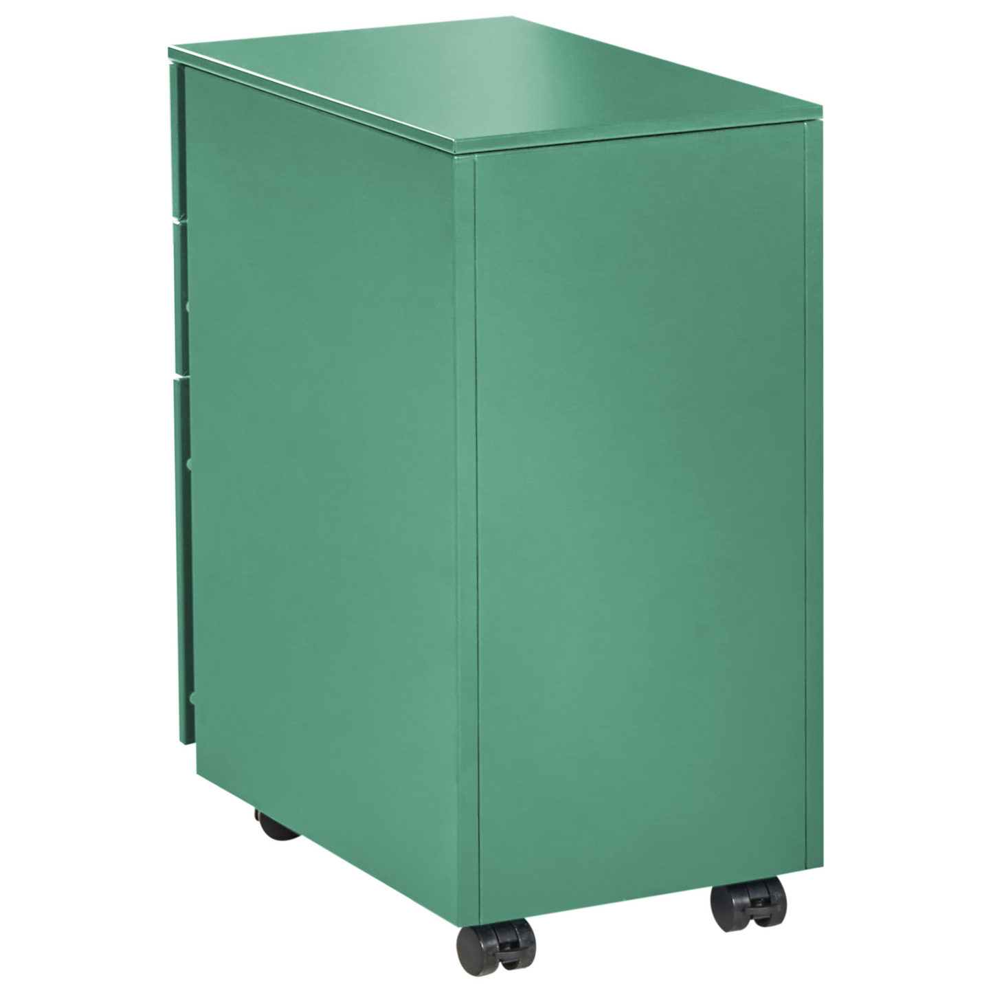 Green Metal Storage Cabinet With Three Drawers Key Lock Castors Industrial Modern Office