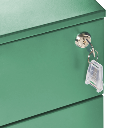 Green Metal Storage Cabinet With Three Drawers Key Lock Castors Industrial Modern Office