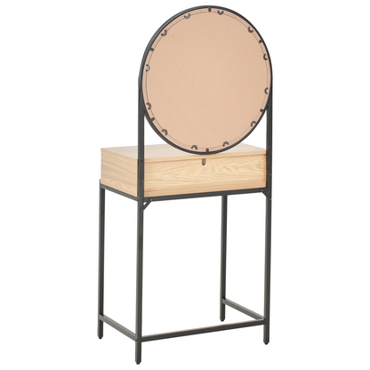 Dressing Table Light Brown And Black Particle Board With 1 Drawer Mirror Boho Living Room Furniture
