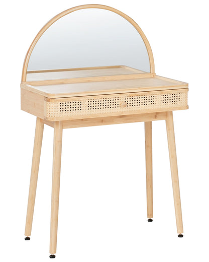Bamboo Bloom Dressing Table Light Brown With Mirror 1 Drawer Boho