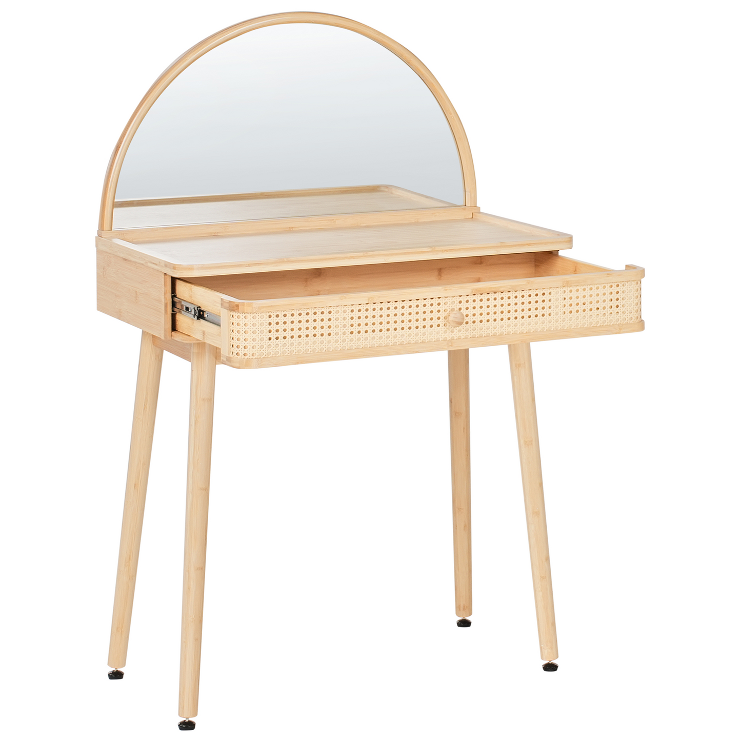 Bamboo Bloom Dressing Table Light Brown With Mirror 1 Drawer Boho