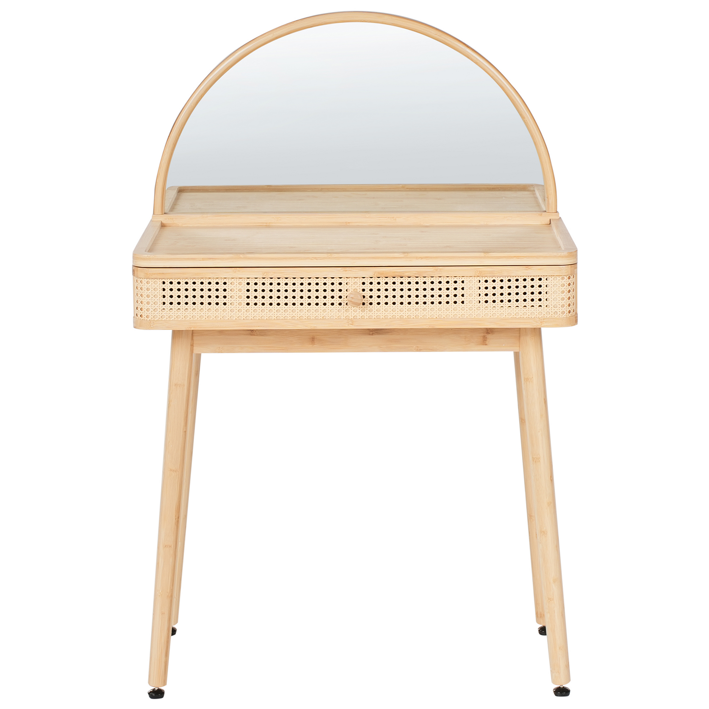 Bamboo Bloom Dressing Table Light Brown With Mirror 1 Drawer Boho