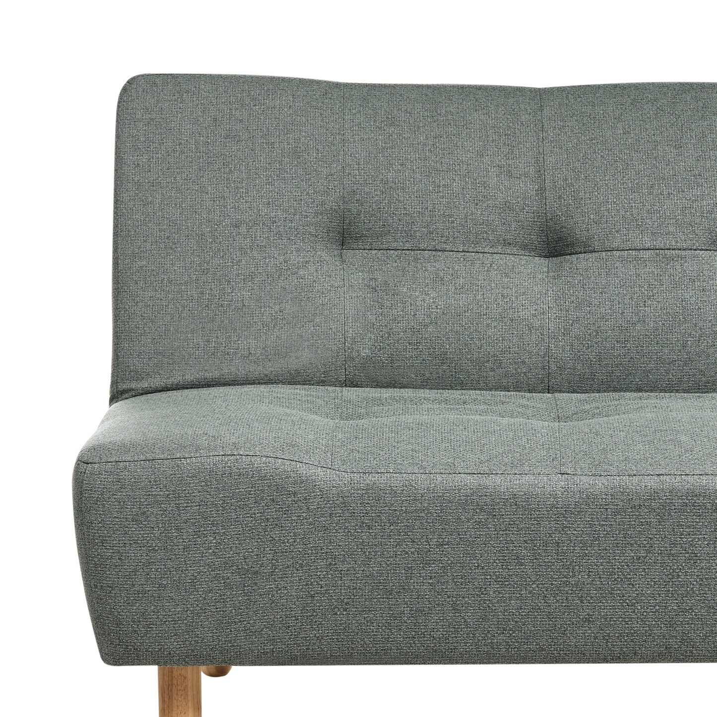 Sofa Bed Green Fabric 3 Seater With Light Wood Legs