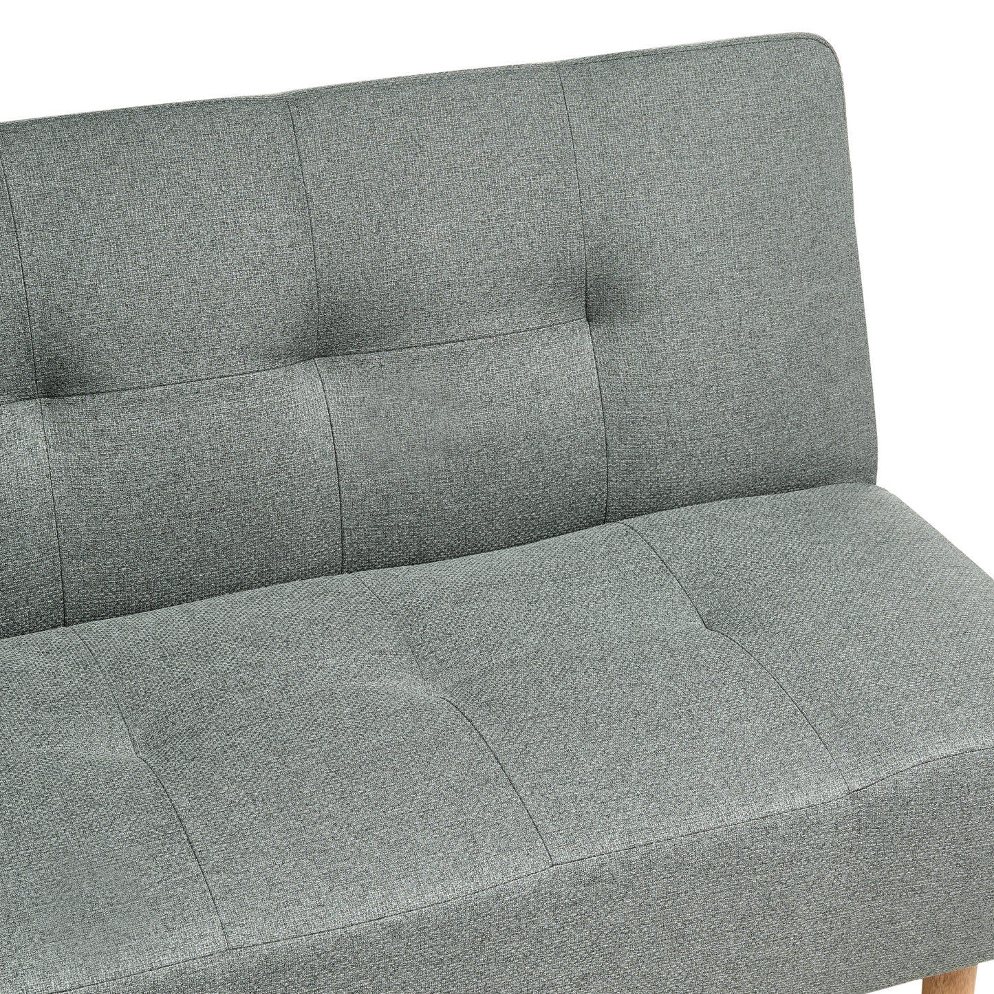 Sofa Bed Green Fabric 3 Seater With Light Wood Legs