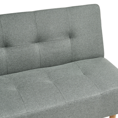 Sofa Bed Green Fabric 3 Seater With Light Wood Legs