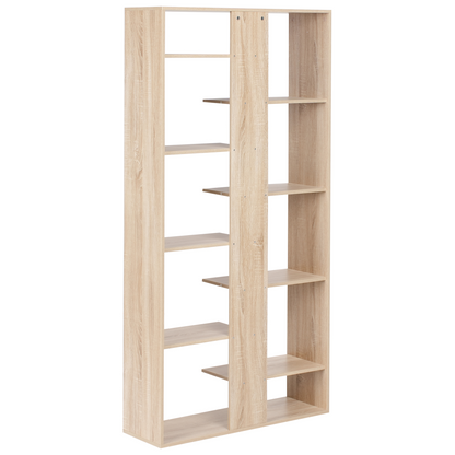 8 Tier Bookcase Light Brown Irregular Design Open Back