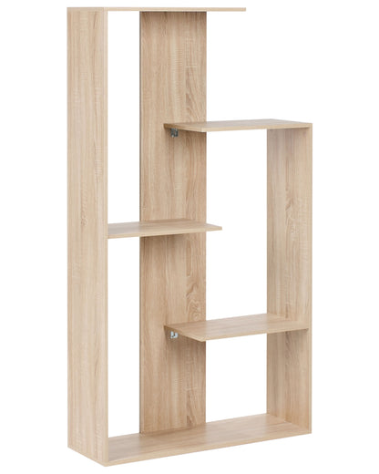 3 Tier Bookcase Light Brown Open Back Irregular Design