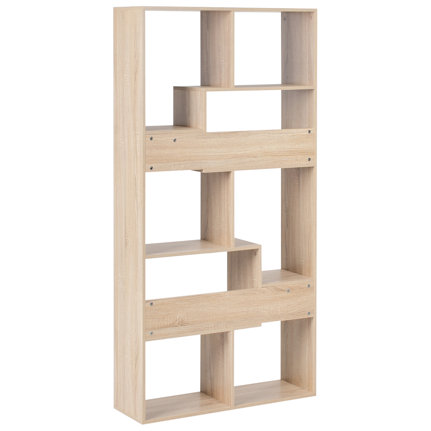 Living 6 Tier Bookcase Light Brown Irregular Open Back
