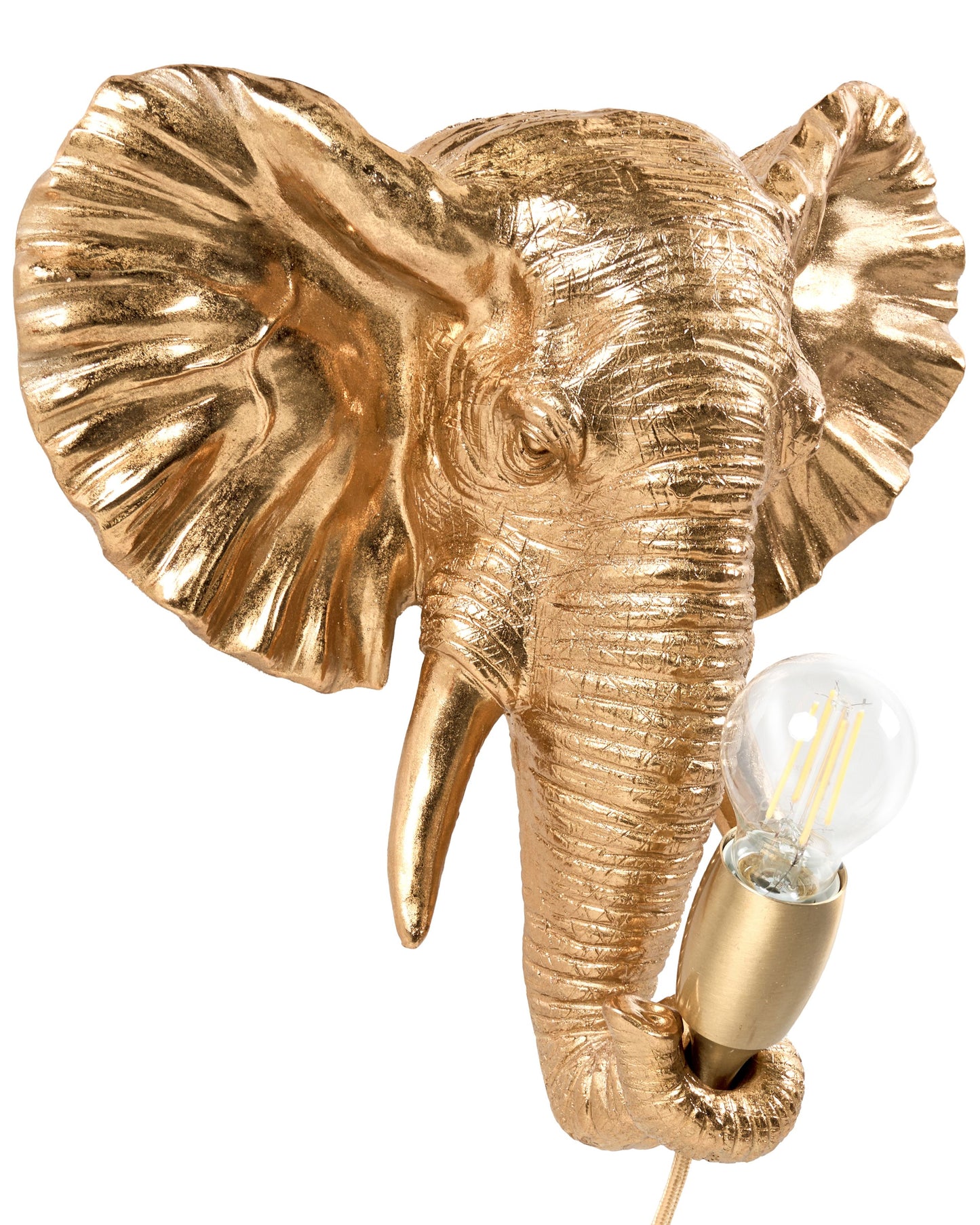 Gold Elephant Wall Lamp Polyresin Bedside Reading Light