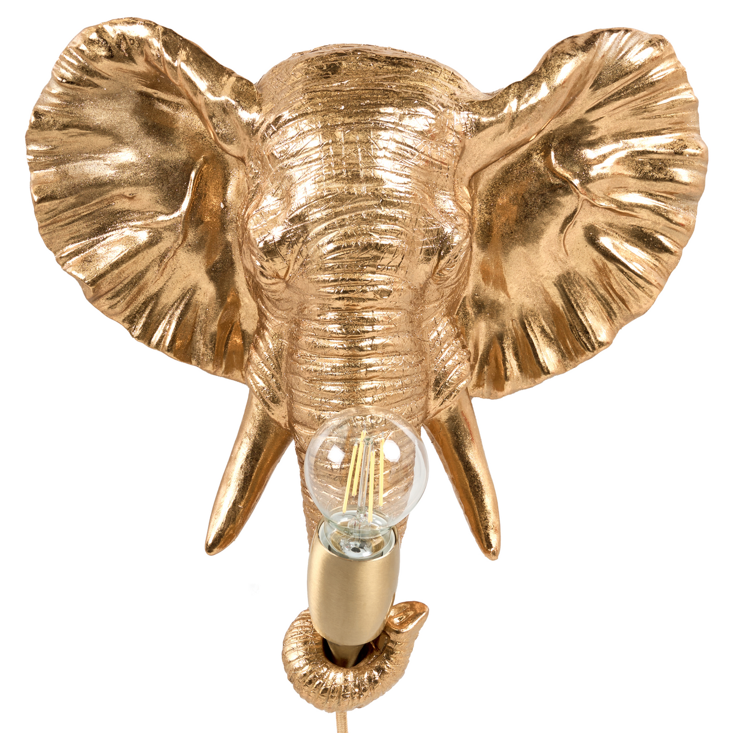 Gold Elephant Wall Lamp Polyresin Bedside Reading Light