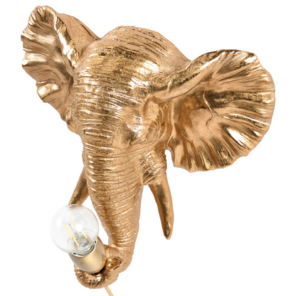 Gold Elephant Wall Lamp Polyresin Bedside Reading Light