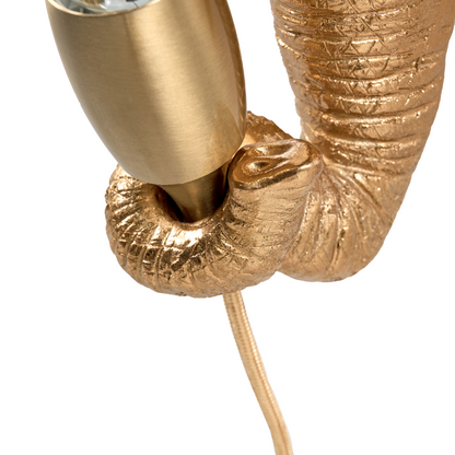 Gold Elephant Wall Lamp Polyresin Bedside Reading Light
