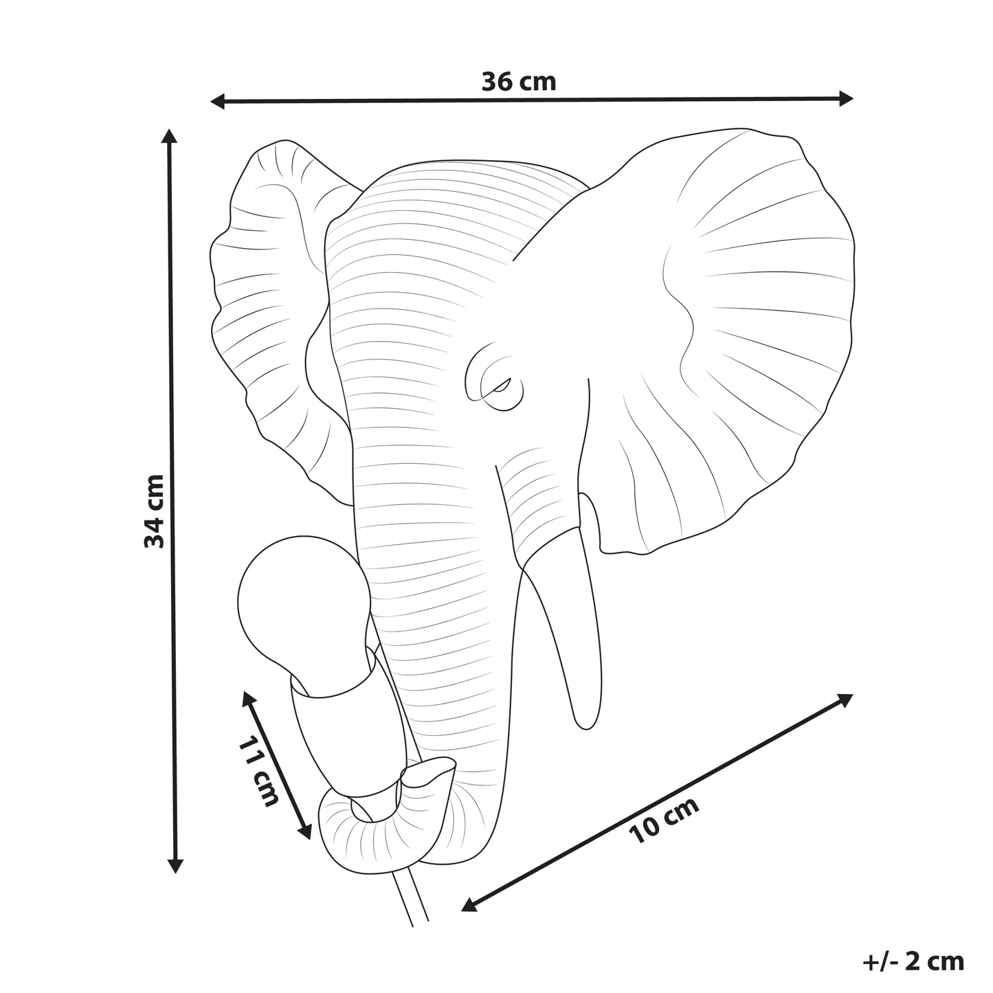 Gold Elephant Wall Lamp Polyresin Bedside Reading Light