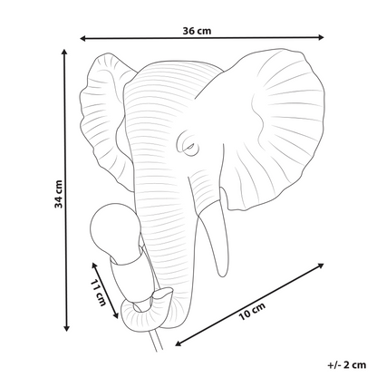 Gold Elephant Wall Lamp Polyresin Bedside Reading Light