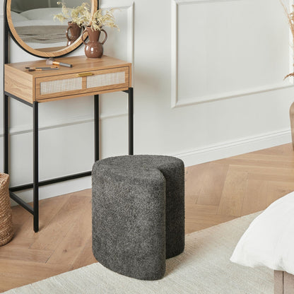 Heart Shaped Pouffe Dark Grey Chenille Upholstered Seat