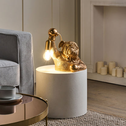 Dog Shape Table Lamp Gold Polyresin Bedside Light