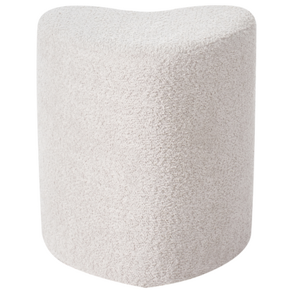 Heart Shaped Chenille Pouffe Beige Upholstered Seat