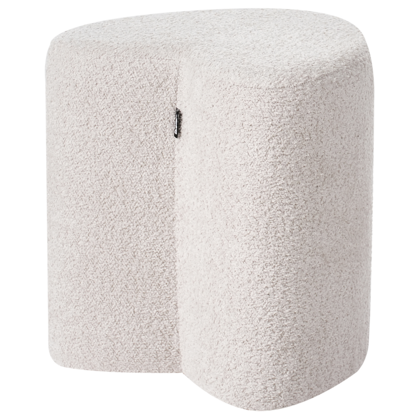 Heart Shaped Chenille Pouffe Beige Upholstered Seat
