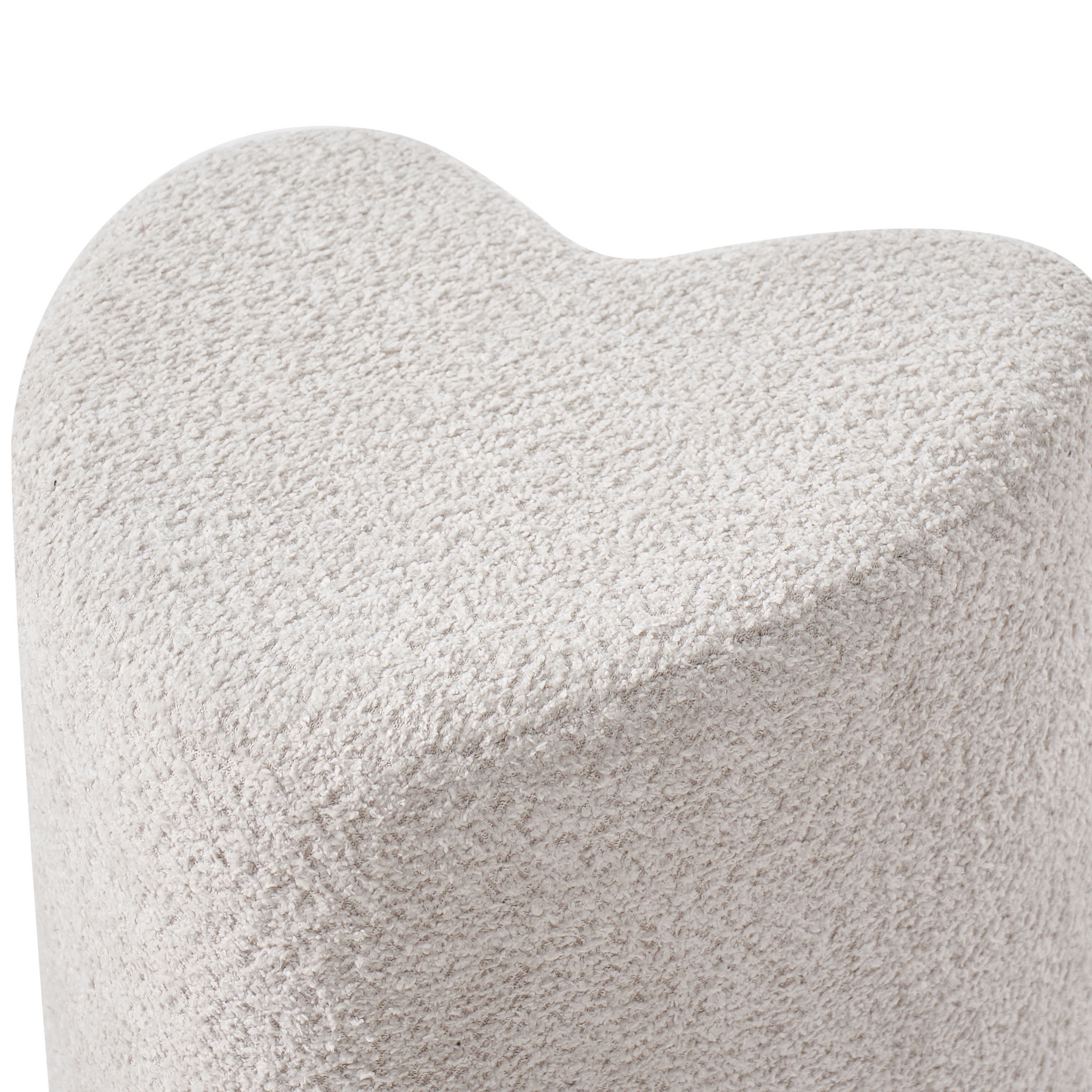 Heart Shaped Chenille Pouffe Beige Upholstered Seat