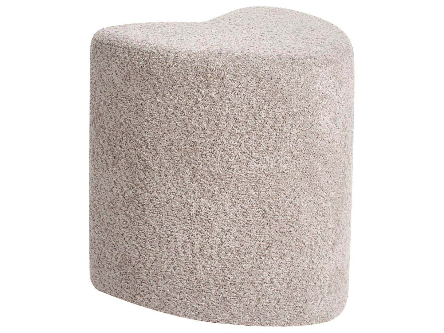 Heart Shaped Pouffe in Light Brown Chenille Upholstered Seat Cozy Living Room Accent