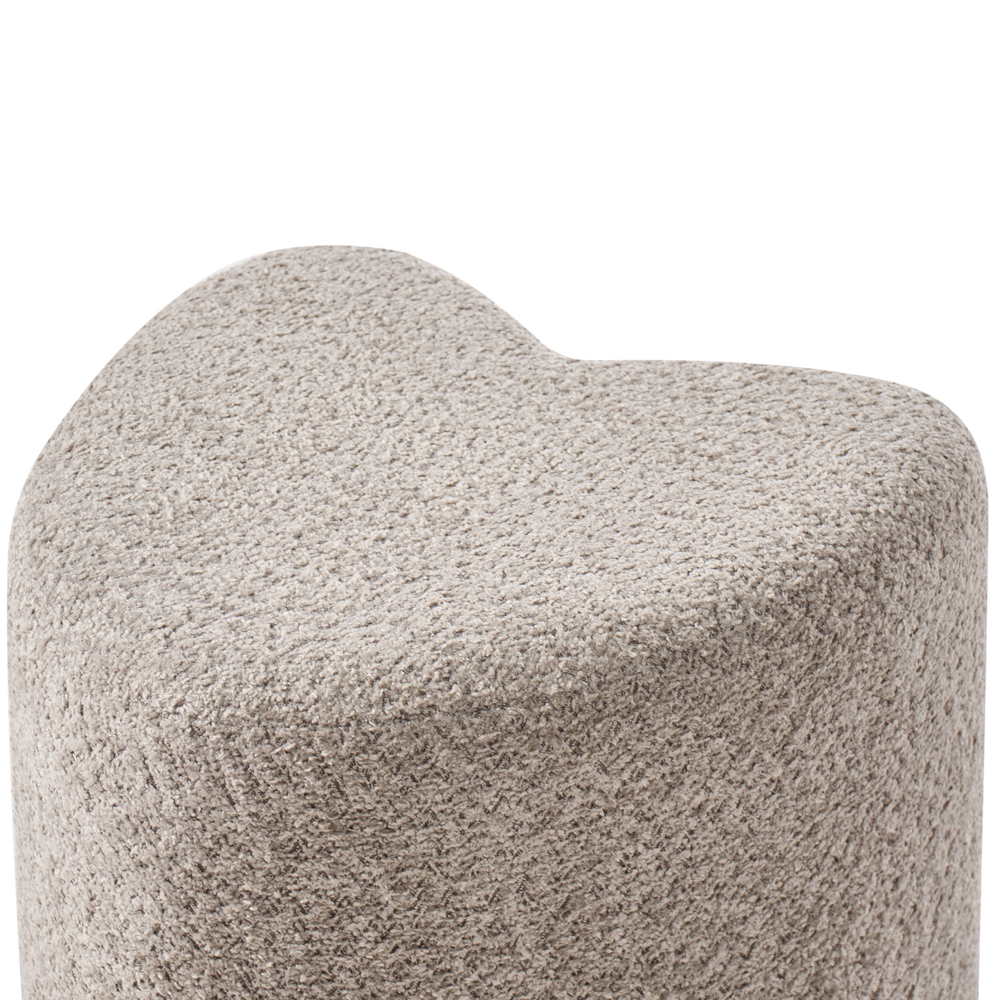 Heart Shaped Pouffe in Light Brown Chenille Upholstered Seat Cozy Living Room Accent