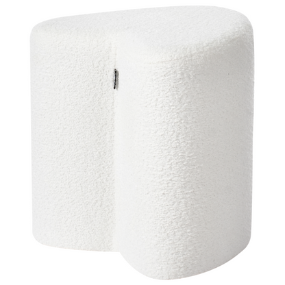 Heart Shaped Pouffe Off White Chenille Seat