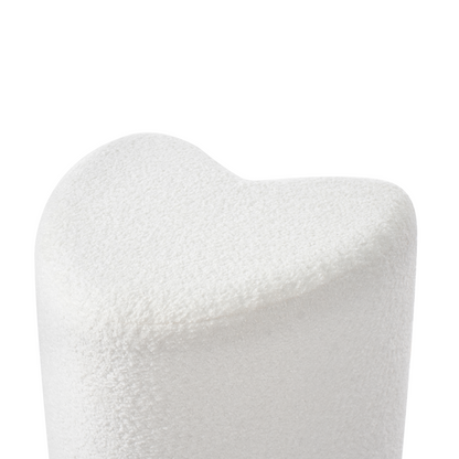 Heart Shaped Pouffe Off White Chenille Seat