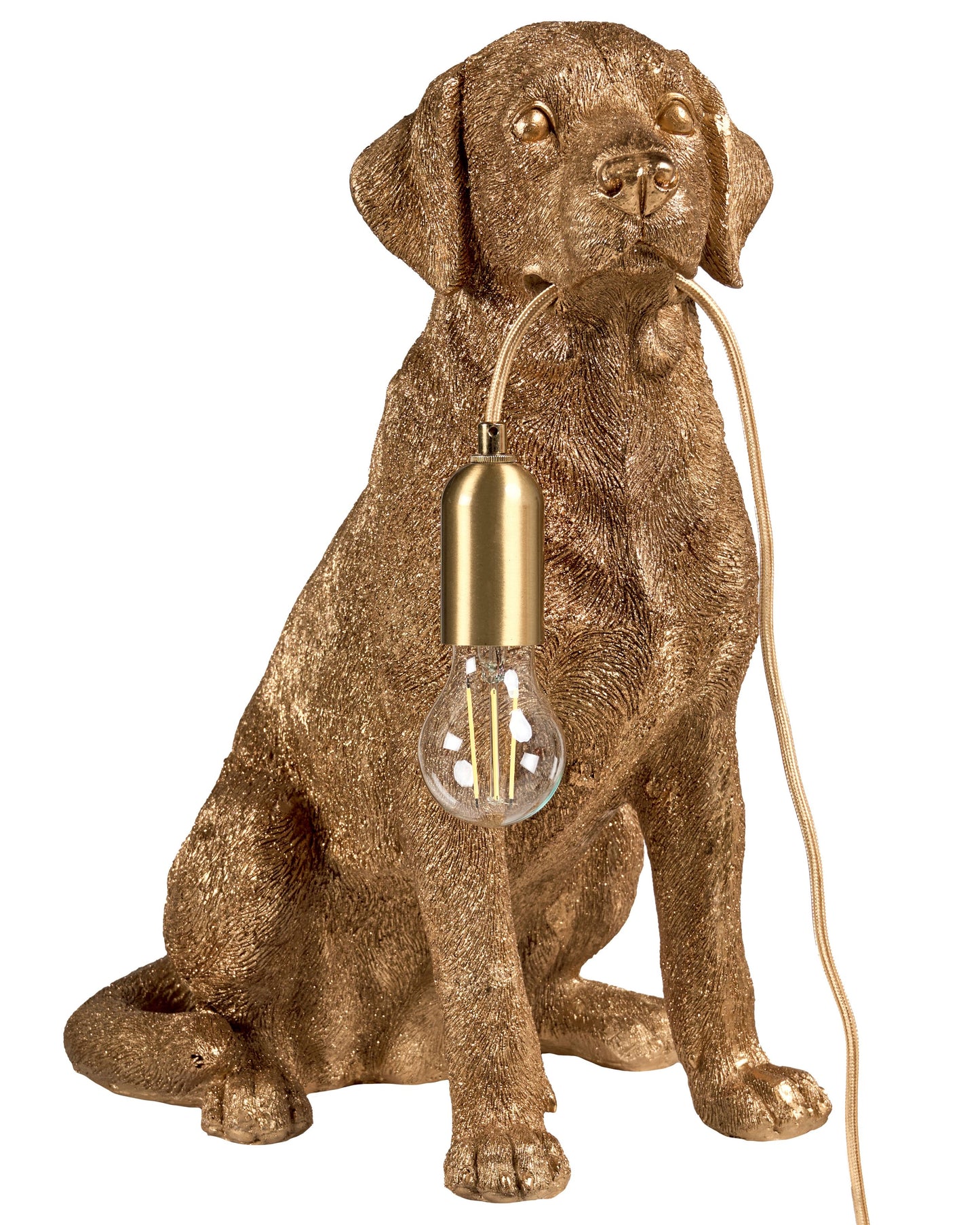 Gold Dog Table Lamp Polyresin Bedside Light