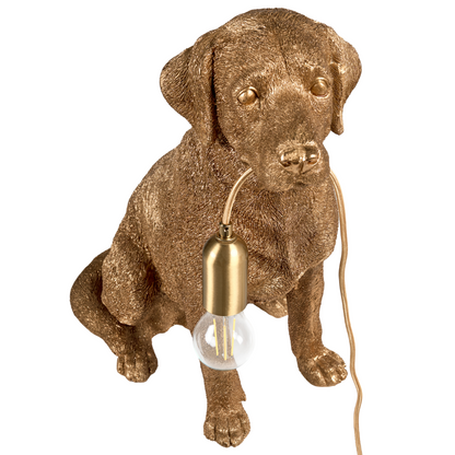 Gold Dog Table Lamp Polyresin Bedside Light