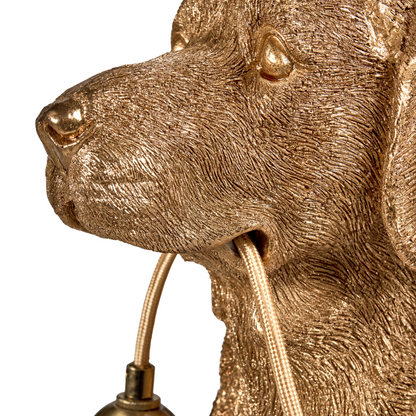 Gold Dog Table Lamp Polyresin Bedside Light