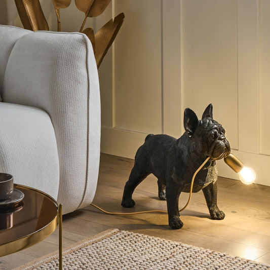 Dog Table Lamp Black Polyresin Bedside Light