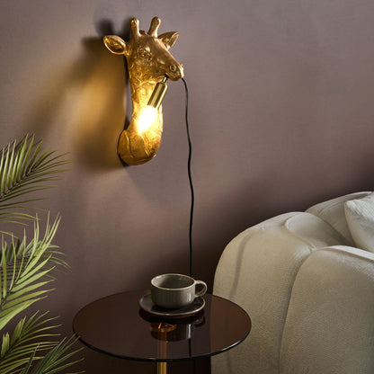 Giraffe Glam Wall Lamp Gold Polyresin Bedside Light Reading Lamp Animal Themed Living Room Bedroom Glam Style