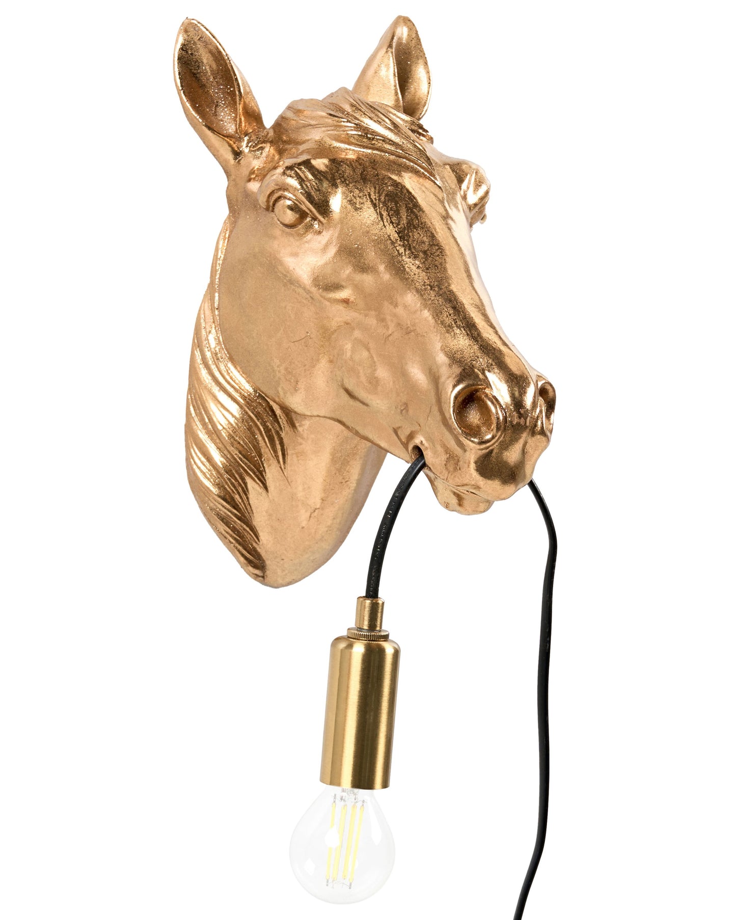 Glamora Horse Head Wall Lamp Gold Polyresin Bedside Light