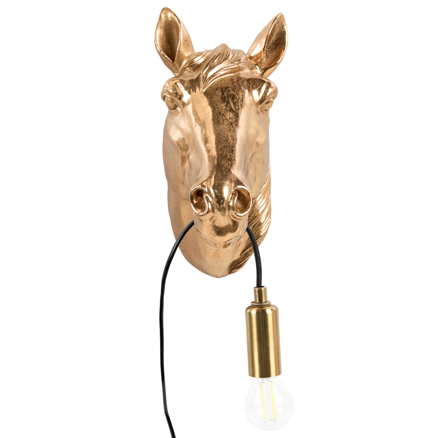 Glamora Horse Head Wall Lamp Gold Polyresin Bedside Light