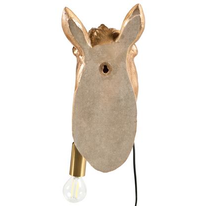 Glamora Horse Head Wall Lamp Gold Polyresin Bedside Light