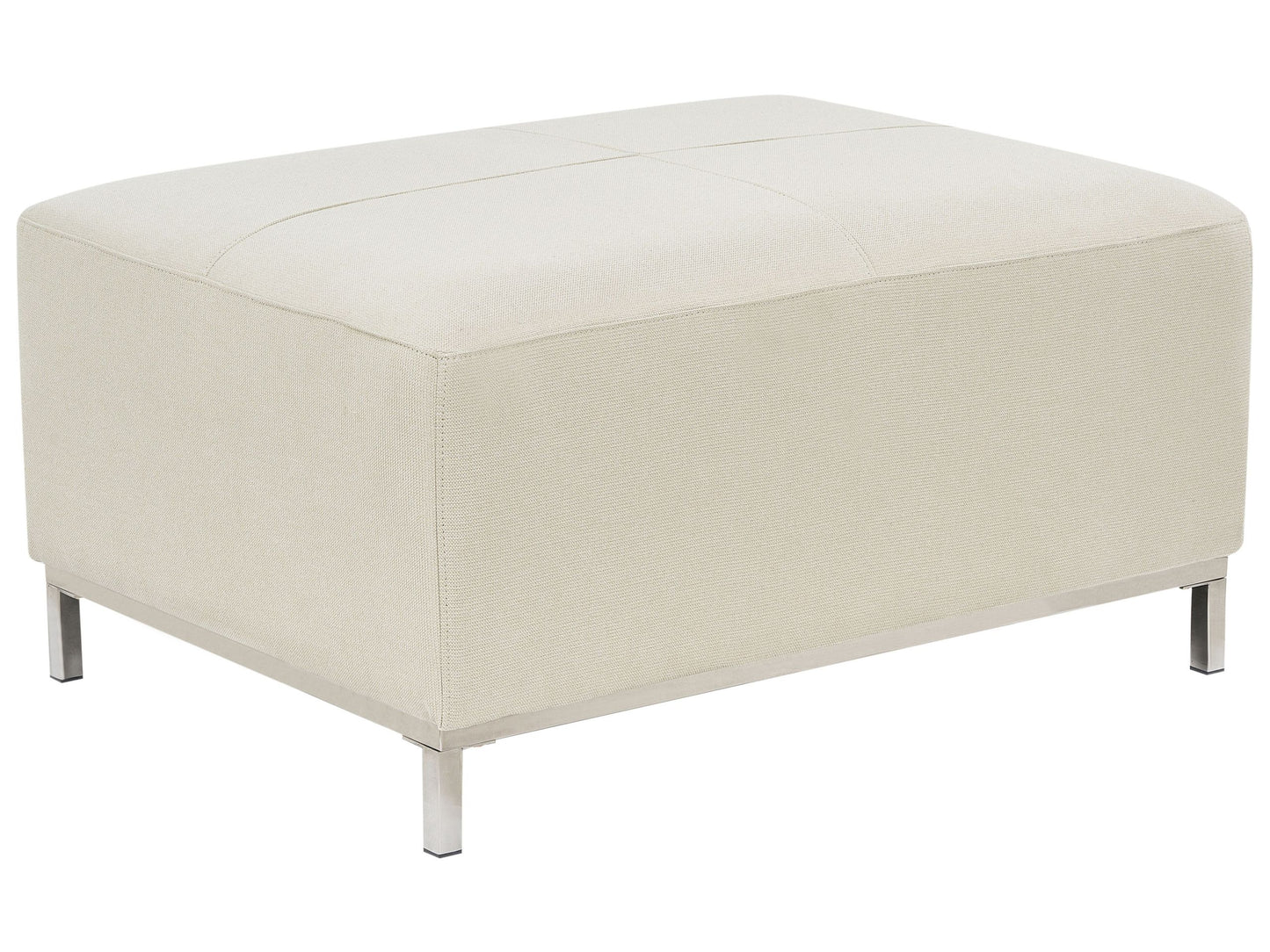 Beige Fabric Rectangular Ottoman Footstool Minimalist Modern