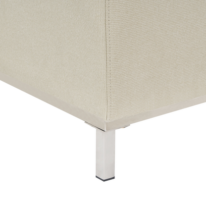 Beige Fabric Rectangular Ottoman Footstool Minimalist Modern