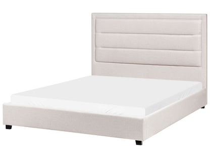 Bed Light Beige Polyester Padded Headboard EU Double 4ft6