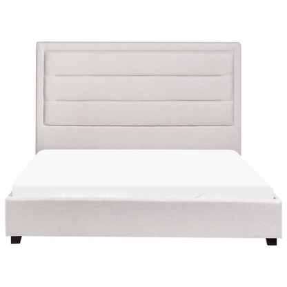 Bed Light Beige Polyester Padded Headboard EU Double 4ft6