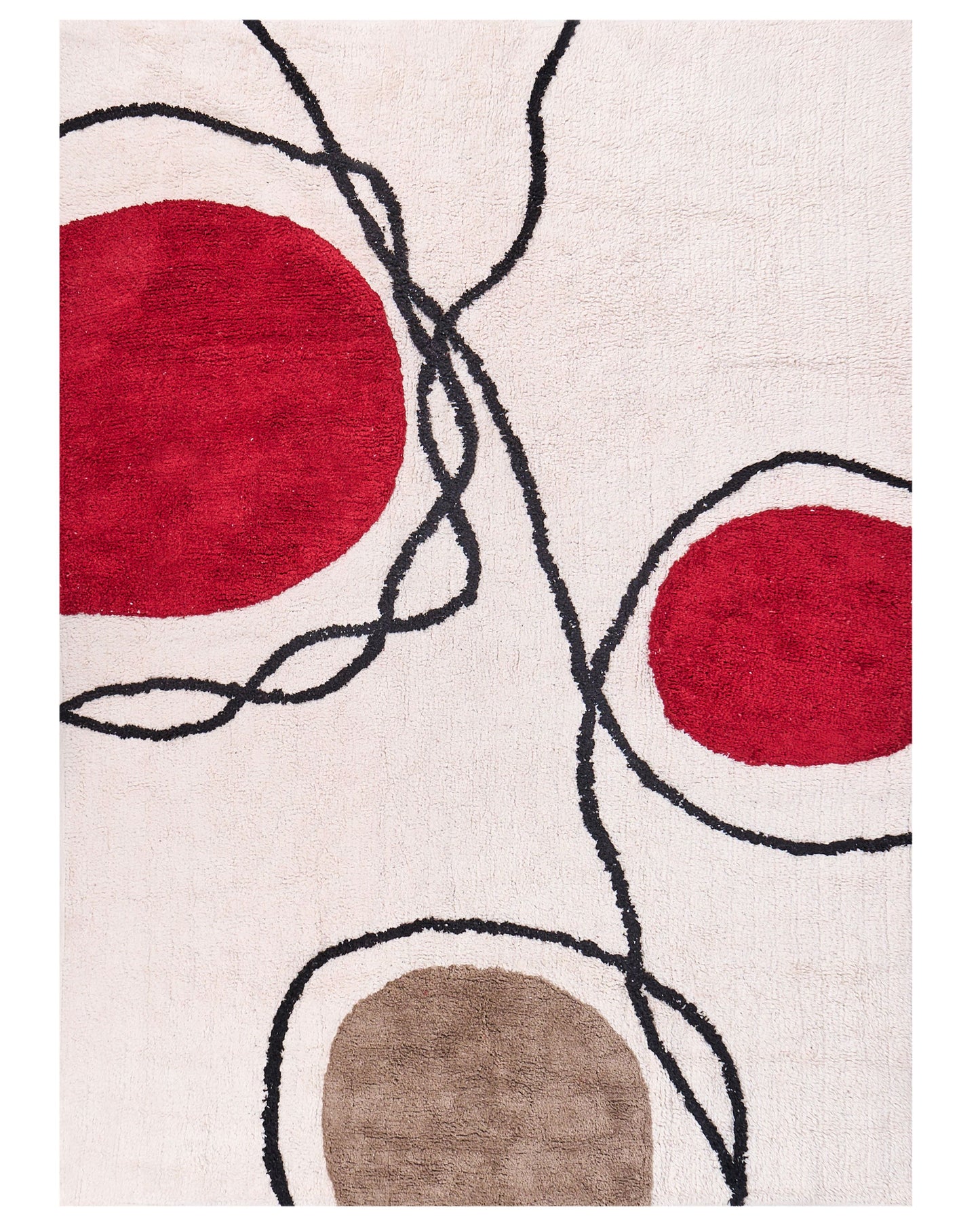 Ethos Home Area Rug Cotton Beige and Red 140 x 200cm Abstract Pattern Hand Tufted Low Pile Modern
