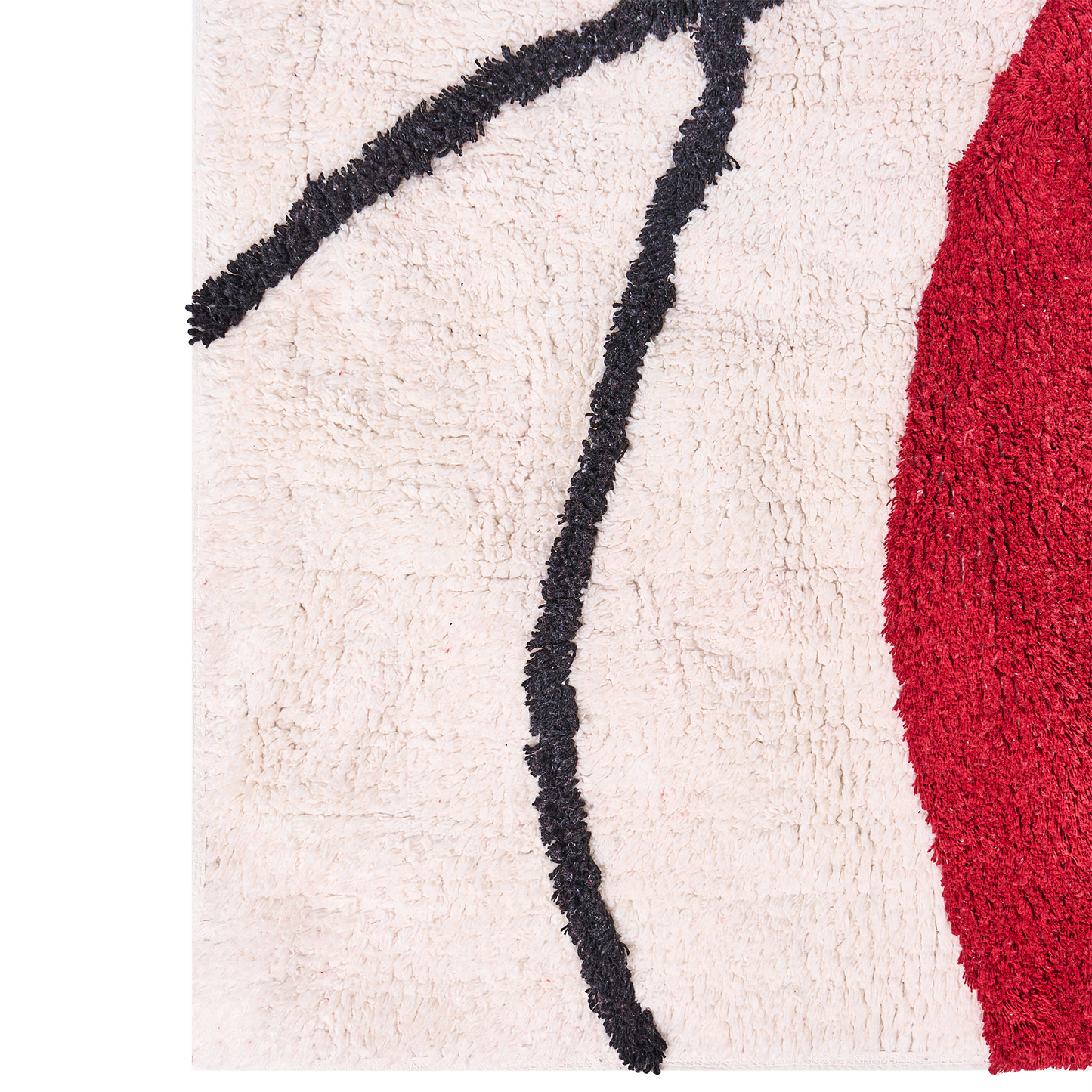 Ethos Home Area Rug Cotton Beige and Red 140 x 200cm Abstract Pattern Hand Tufted Low Pile Modern