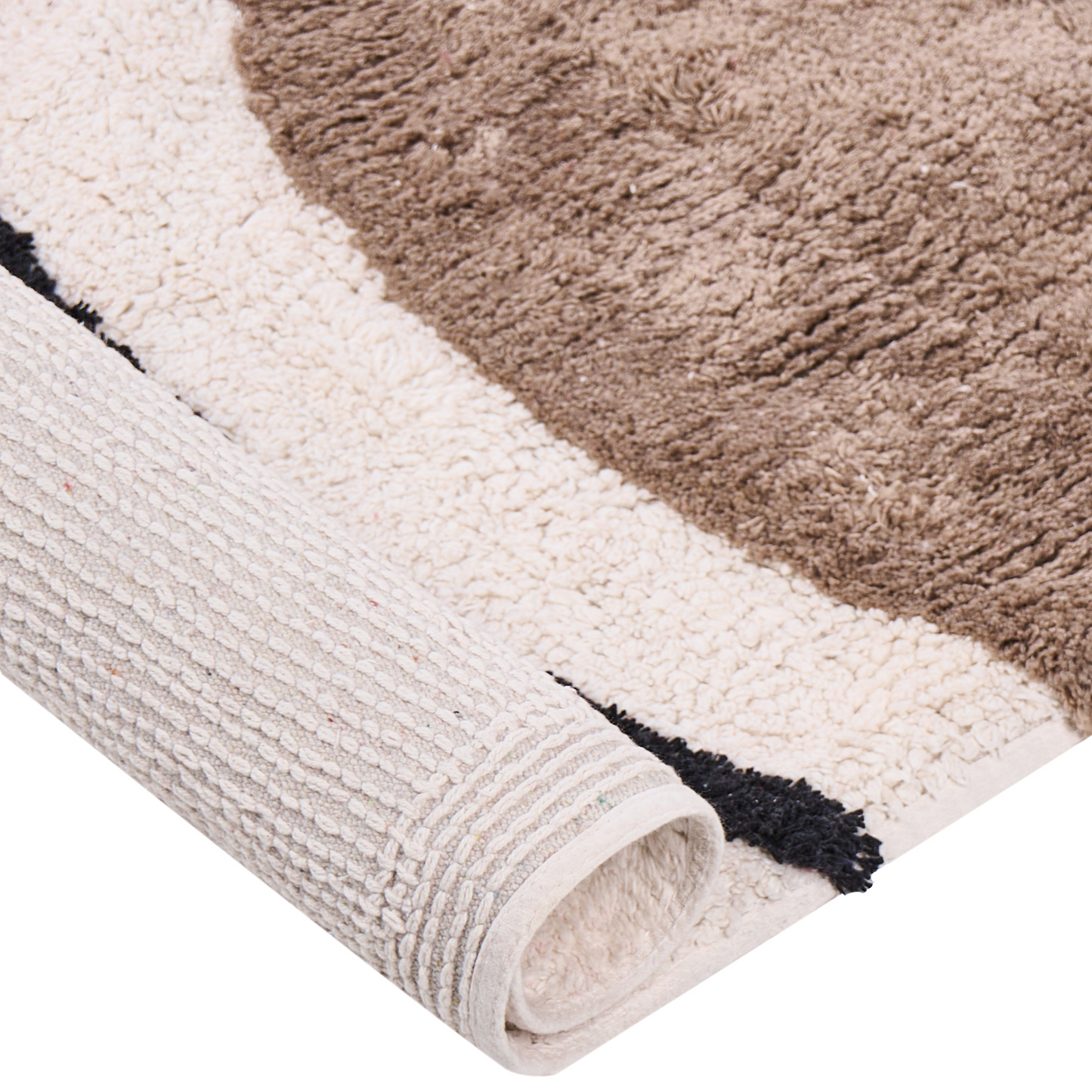 Ethos Home Area Rug Cotton Beige and Red 140 x 200cm Abstract Pattern Hand Tufted Low Pile Modern