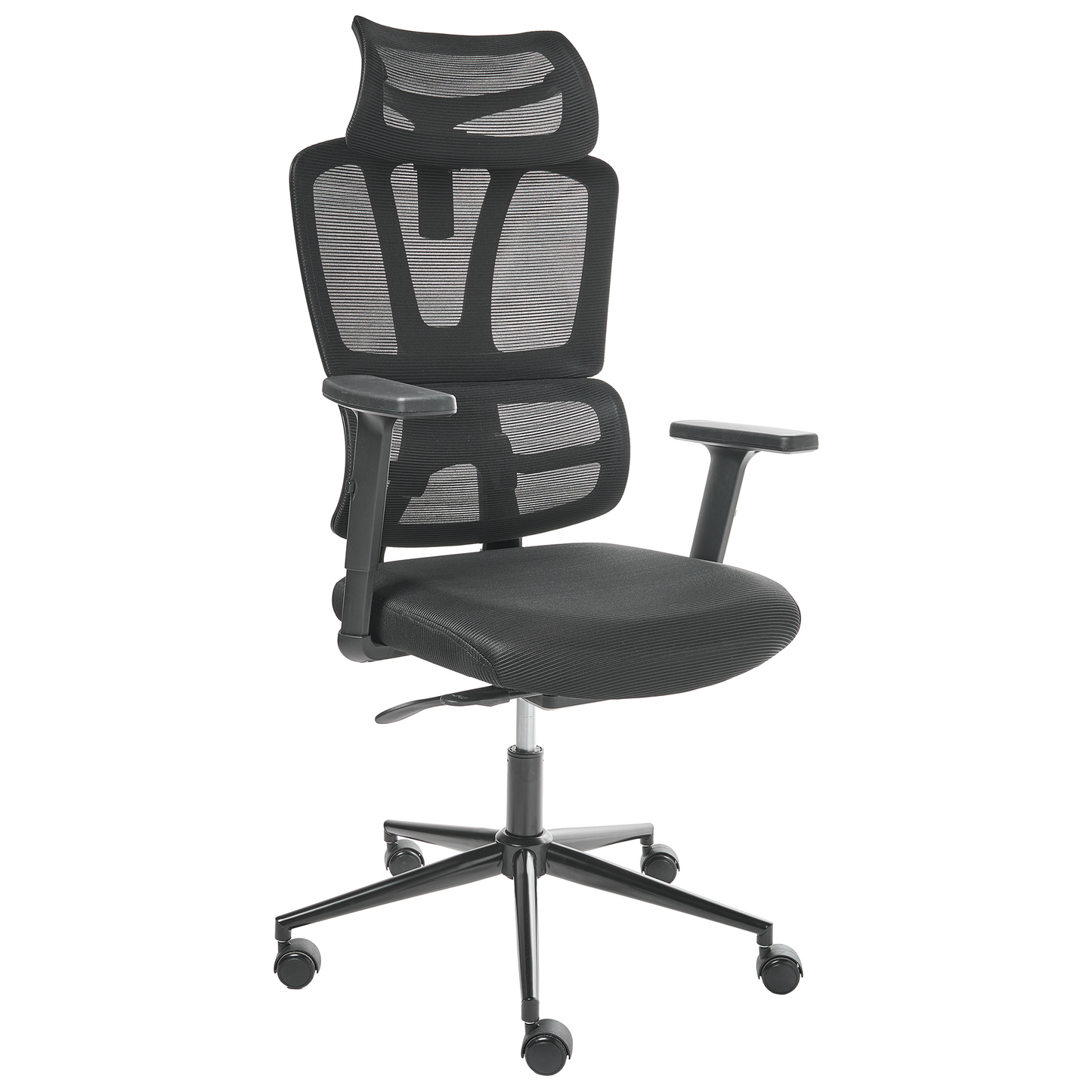 Black Mesh Office Chair With Adjustable Headrest