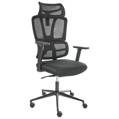 Black Mesh Office Chair With Adjustable Headrest