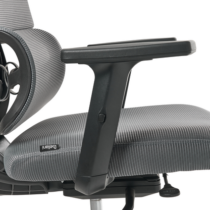 Office Chair Dark Grey Mesh Ergonomic Swivel With Adjustable Headrest And Armrests