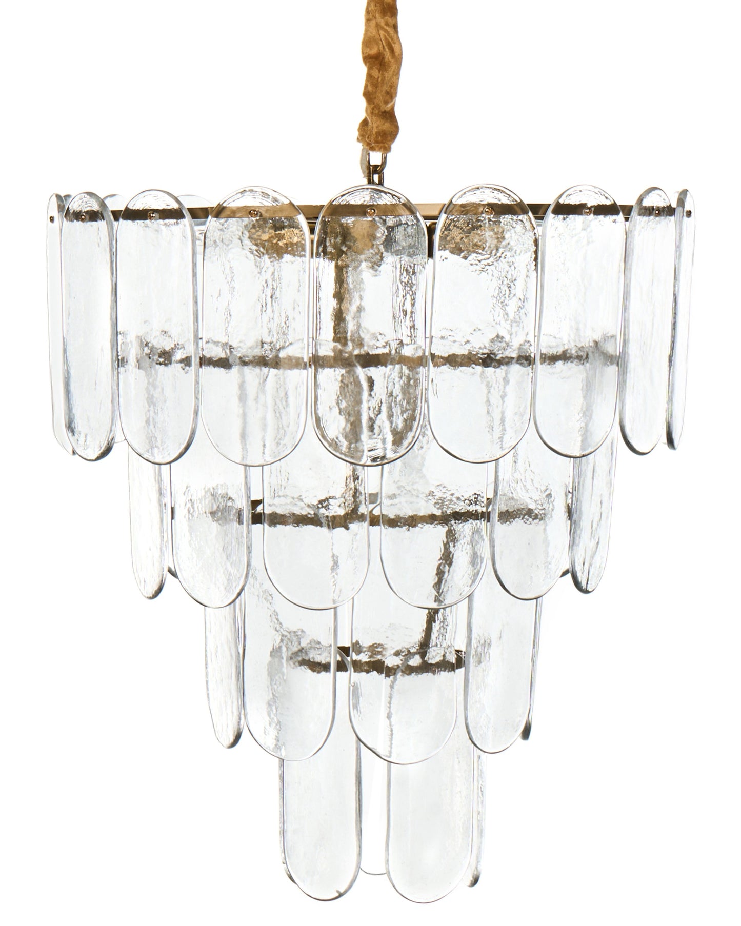 Lighting Velvet Cord Brass Glass 48cm Pendant Lamp