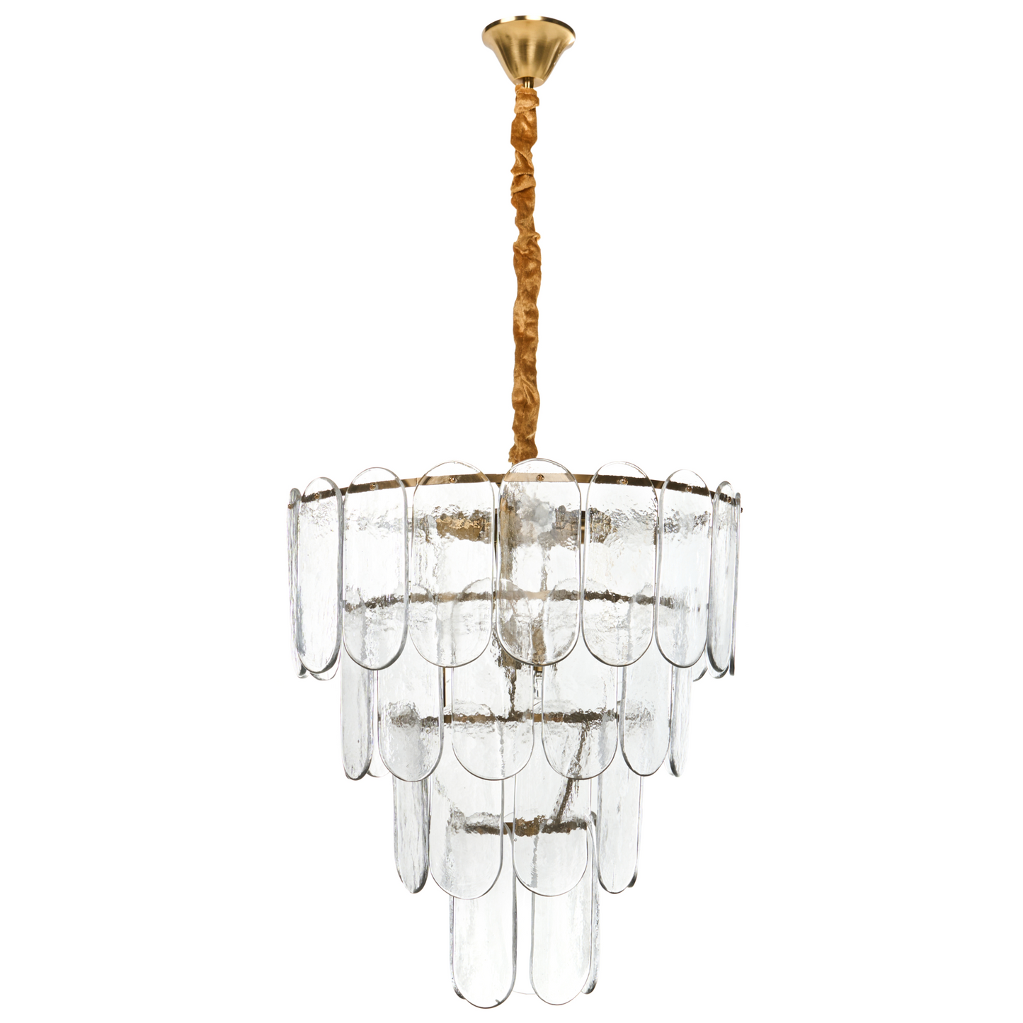 Lighting Velvet Cord Brass Glass 48cm Pendant Lamp